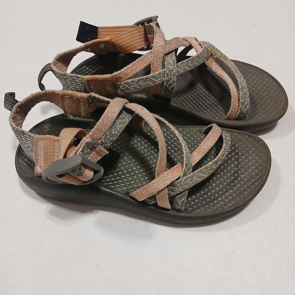 Chaco Little Kids 13 ZX/1 EcoTread Sandal Burlap Heather Pink Grey Strappy Vegan